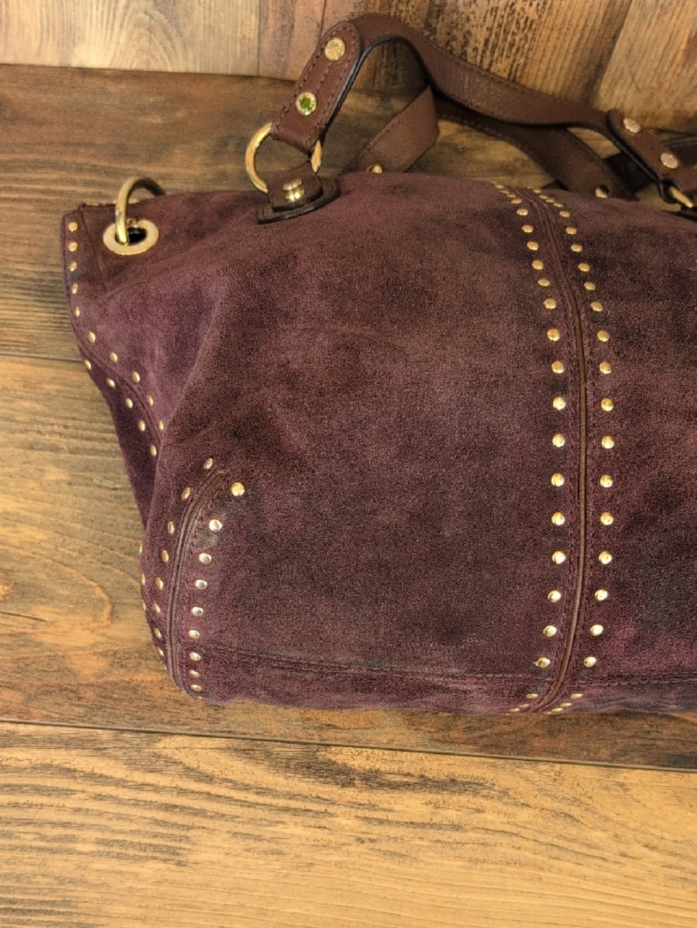Michael Kors Astor Purple Suede Studded Hobo Shoulder Bag                   M352 - Picture 6 of 14